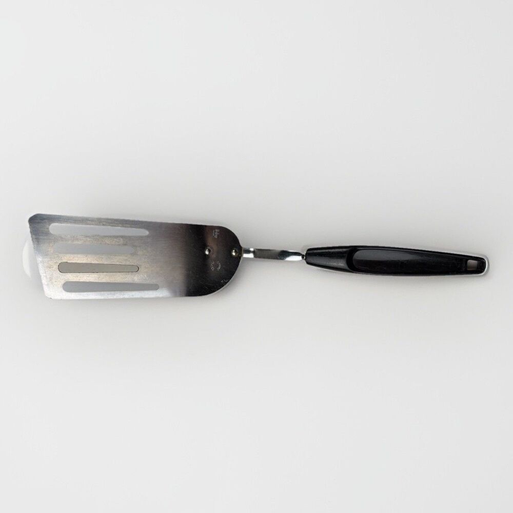 Vintage Foley Slotted Fish Spatula Turner 13″ Black Handle Stainless Steel‎